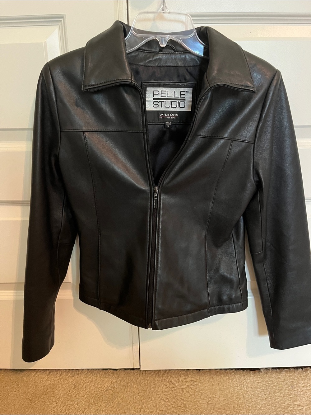 Pelle Studio Wilsons Black Leather Jacket Womens Fitted Zip Moto Blazer - Picture 3 of 13